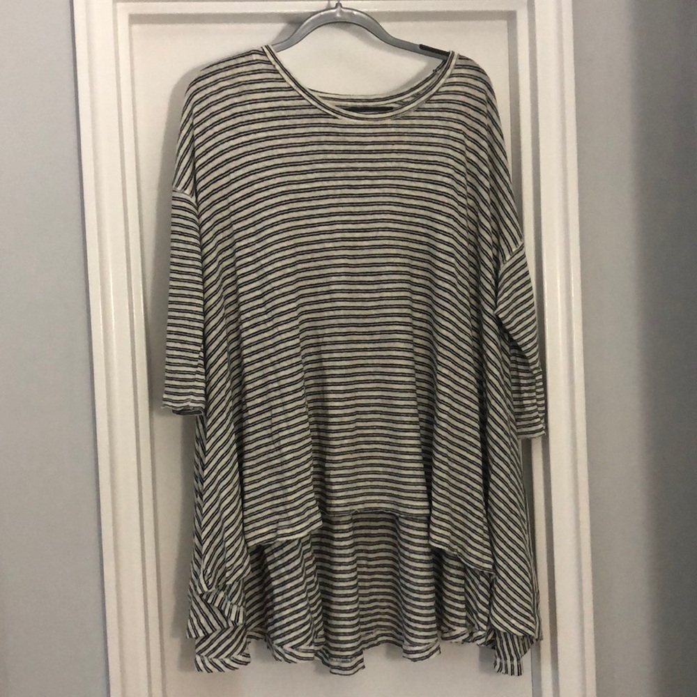 Free People Rustic Black and White Flow Blouse